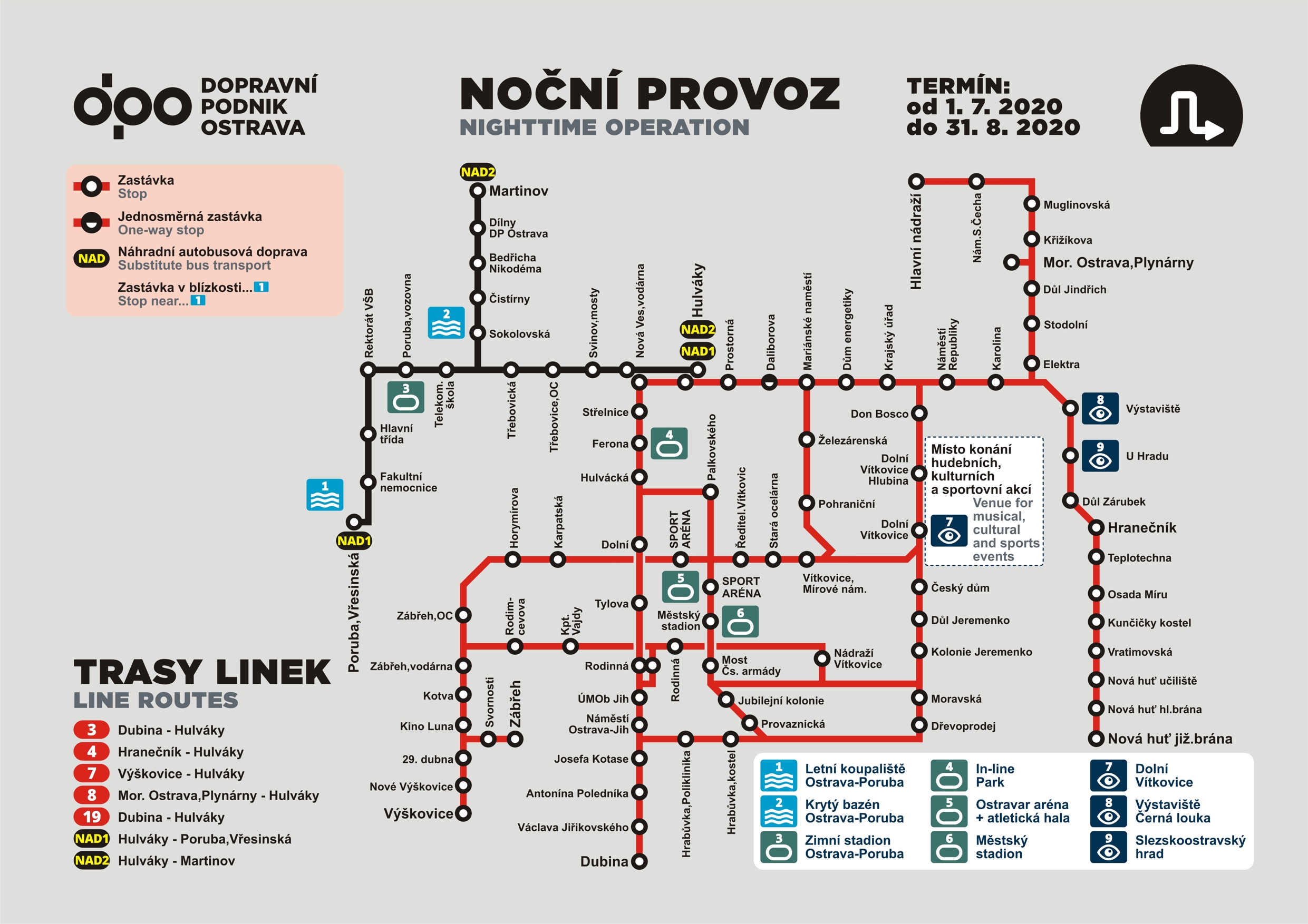 vyluka opavska nocni provoz 2020 07 01 | Changes in Ostrava Public Transport